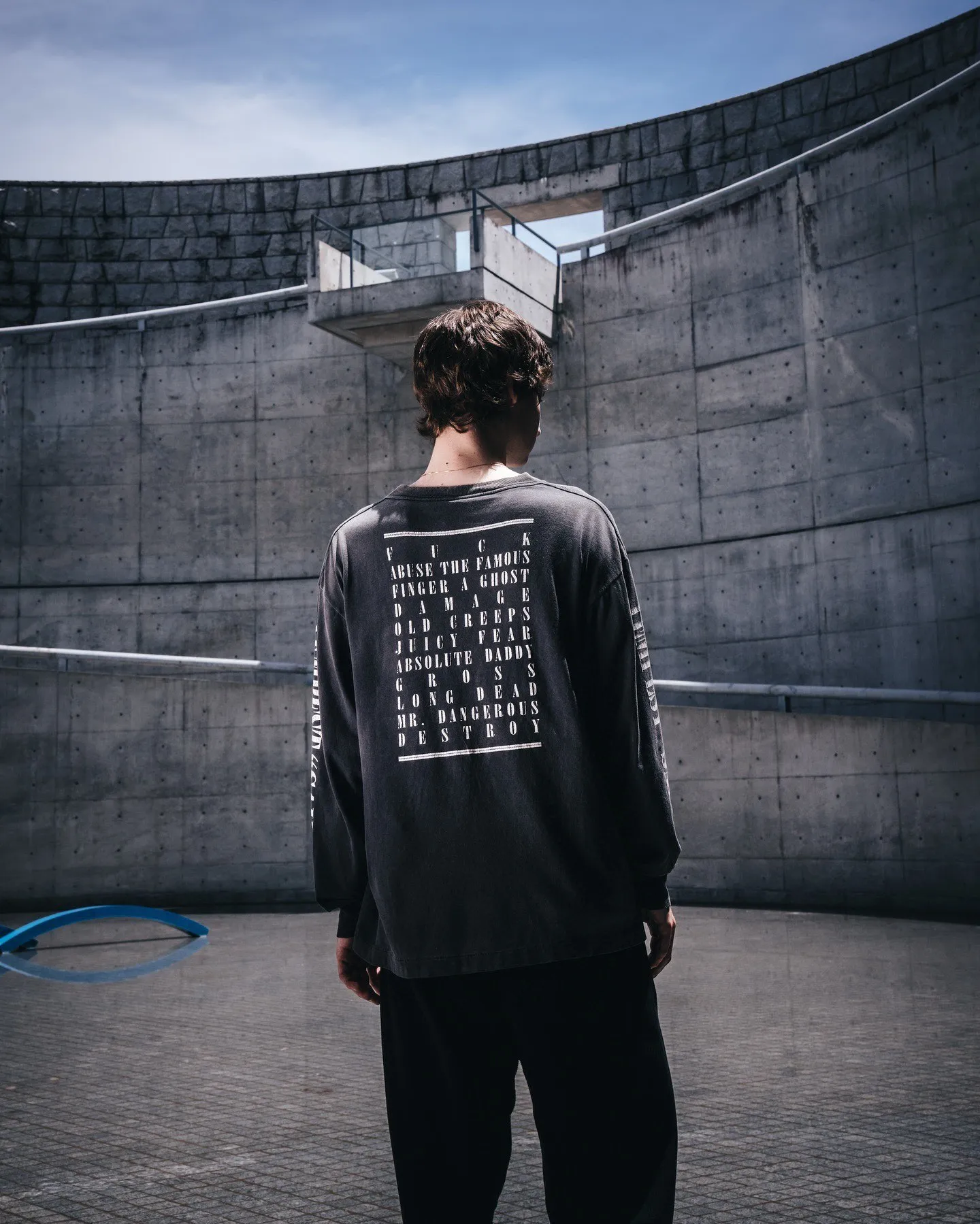 SAINT Mxxxxxx LS TEE/TEMPEST/BLK 'TEMPEST SAINT' Storm Religious Saints Cracked Retro Vulcanized Heavy Wash Long Sleeves Washed Black S-XL Assute Dyeing Multi-bit Horse Fading Craftsmanship Grinding and Hanging Holes Full of Old Feeling Top Printing Craftsmanship Purchasing Level